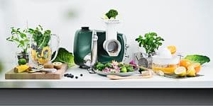Ankarsrum kitchen assistant og mad på et bord