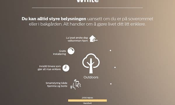 Philips Hue White tekst med funksjoner på norsk