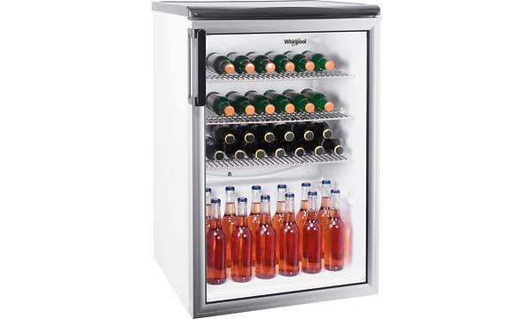 Whirlpool Mini Fridge with glass door with drinks inside