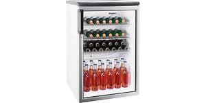 Whirlpool Mini Fridge with glass door with drinks inside