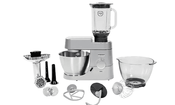 produproduktbillede af køkkenmaskine med tilbehørct image kitchen machine and all its accessories