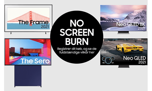 Forskellige Samsung 2021-TVer - Screen Burn-garanti DK