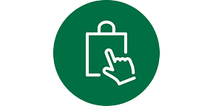 Round green image with white icon for Click & Collect service