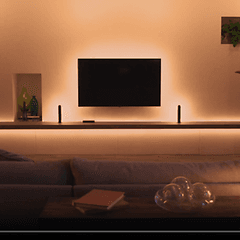Skärmdump från video om Philips Hue hemmabio.