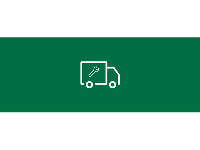 Leverans- och installationsikon med grön bakgrund.