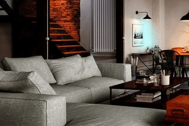 smart home with smart lights in blue hue