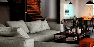 smart home with smart lights in blue hue