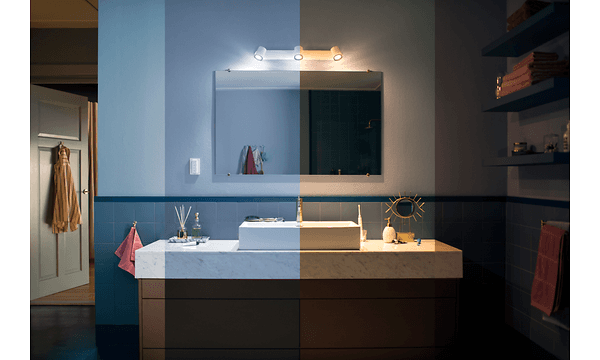 Illustration af Philips Hue Adore spots i et badeværelse