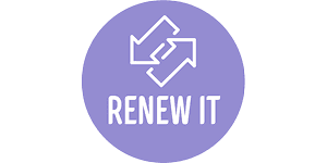 rundt teaser-bilde i blått med teksten renew it
