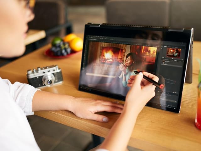 Photo editing on a laptop