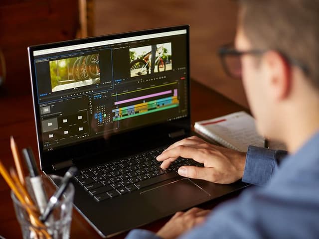 Video editing on a laptop