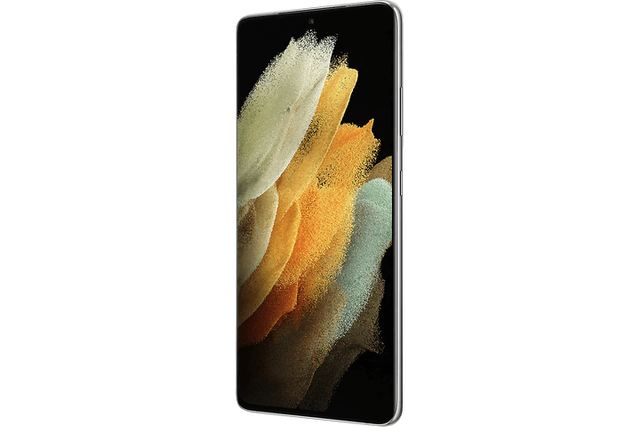 en android-smarttelefon mot en hvit bakgrunn