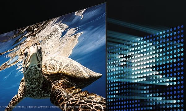Samsung-TV-Q80A-TV med svømmende skillpadde