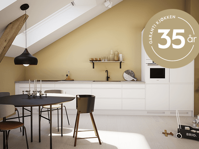 Epoq Integra Chalk kjøkken med garantilogo