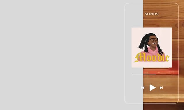 Illustration af Sonos app som spiller sangen Moodie