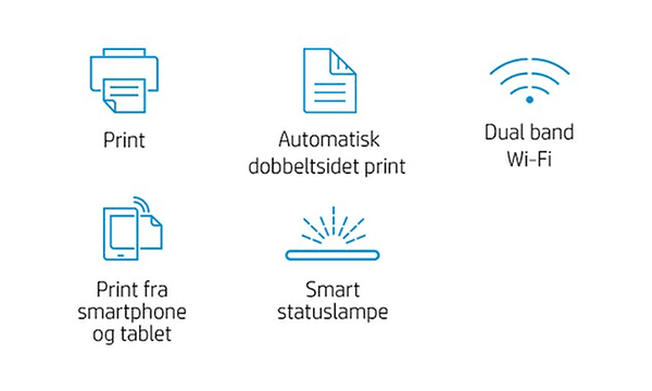 HP LaserJet M209dwe ikoner på dansk