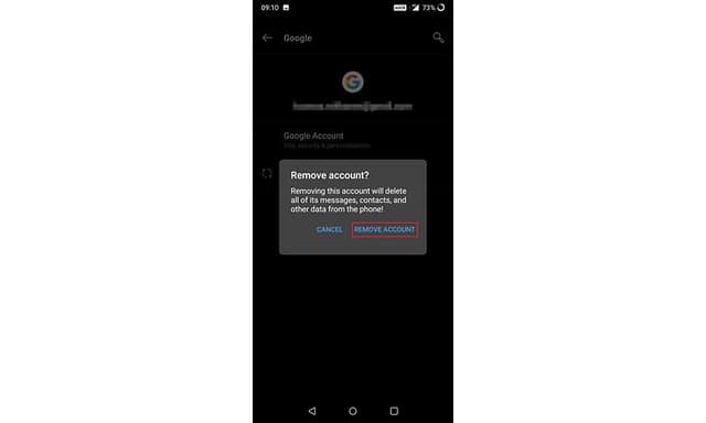 Screenshot fra Google-konto på Android-telefon 