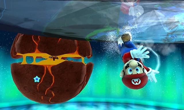 Kuvakaappaus Super Mario -pelistä, jossa Super Mario on ylösalaisin pelimaailmassa