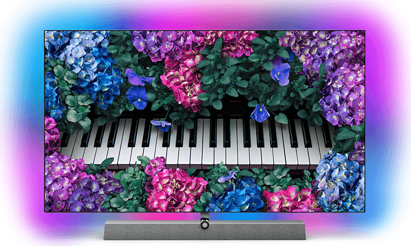 Phillips OLED+ med et klaver med blomster rundt om
