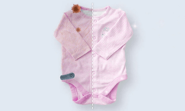 sammenligning av en møkkete og ren del av en rosa body