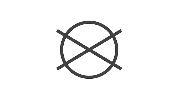 Illustration: kemtvätta ej tvättsymbol.
