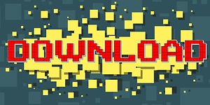Punainen Download-teksti sinikeltakuvioisella taustalla