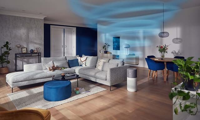 Philips Air purifyer 3000i -ilmanpuhdistin olohuoneessa