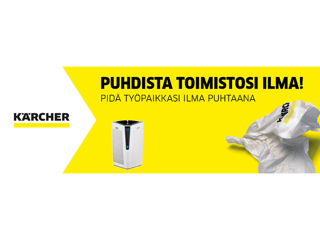 Kärcher AF 100 ilmanpuhdistin ja mainosteksti