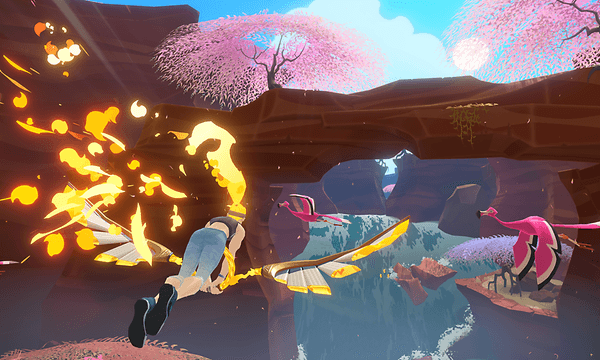 Nintendo Ring fit a screenshot of a game with a flying woman