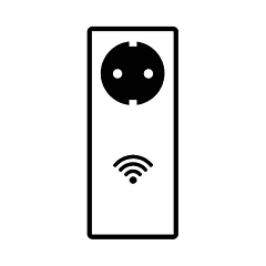 Svartvit symbol för Google Home anslutning, bilden föreställer ett eluttag och symbolen för WiFi. 