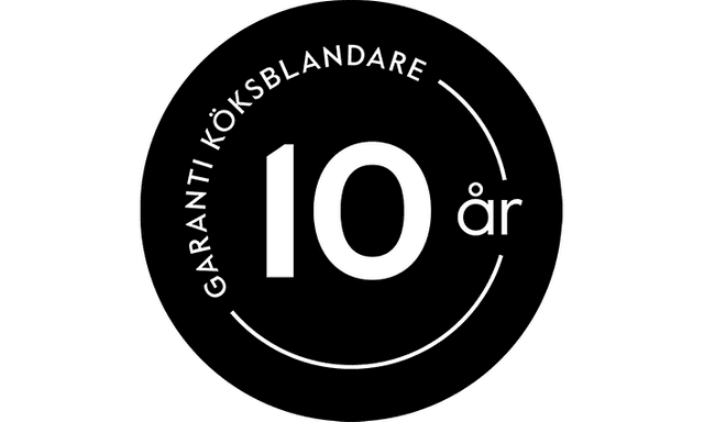 Ikon med texten 10 års garanti på köksblandare 
