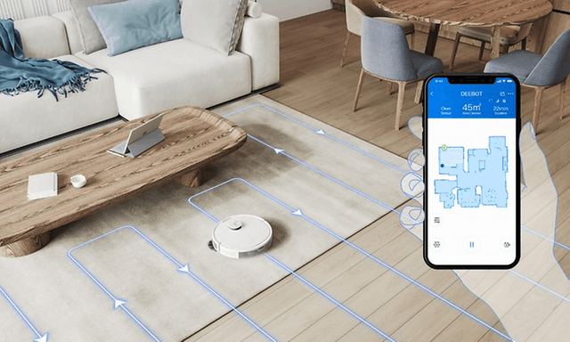 Ecovacs DEEBOT-N8 app-kontrollpanelet på en smarttelefon