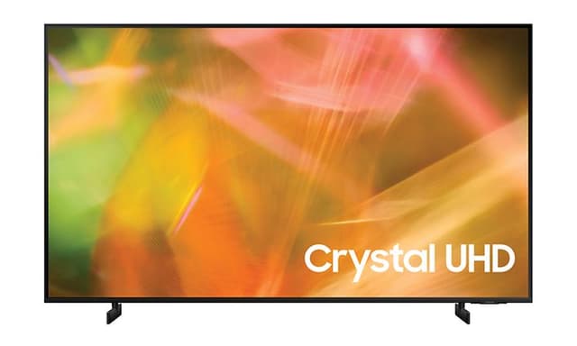 Samsung-TV-AU8005 på fot