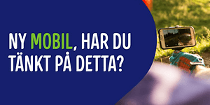 Elgiganten banner med texten "Ny mobil, har du tänkt på detta?".