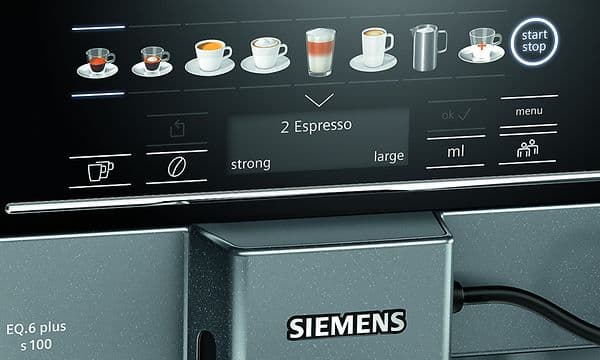 coffeeSelect display på Siemens kaffemaskine EQ. 6 Plus S100