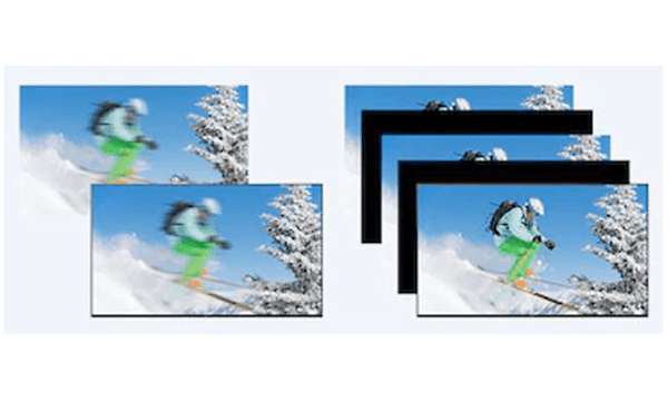Skikjører i klare og uklare bilder