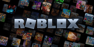 Roblox-logo oppå mange forskjellige dataspill