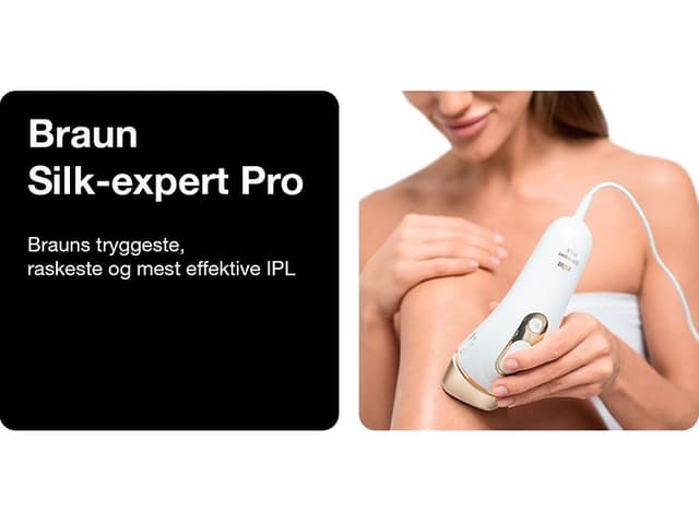 En kvinne som bruker Braun Silk-Expert Pro IPL. Brauns tryggeste, raskeste og mest effektive IPL