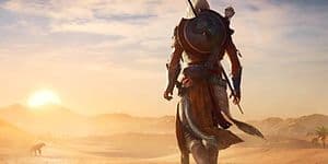 Assassin's Creed character walking in the desert