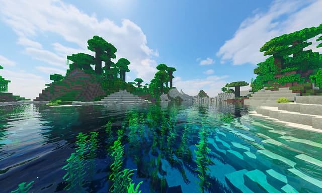 Smuk flod med strande og en jungle i det fjerne