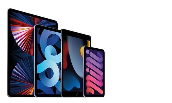 Fire iPads ved siden af ​​hinanden