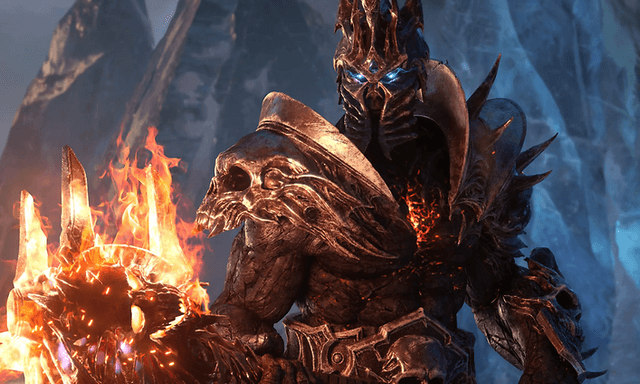 World of Warcraft - Shadowlands skjermbilde med karakter og flammer