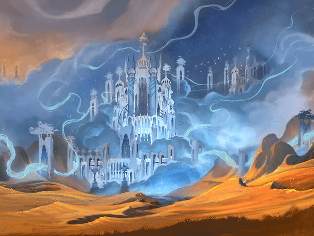 World of Warcraft - Shadowlands skjermbilde ørken og slott