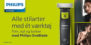 Forskellige billeder af mænd, der trimmer og barberer sig med Philips OneBlade