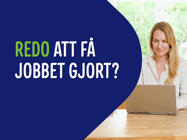 Top banner med texten: Redo att få jobbet gjort?
