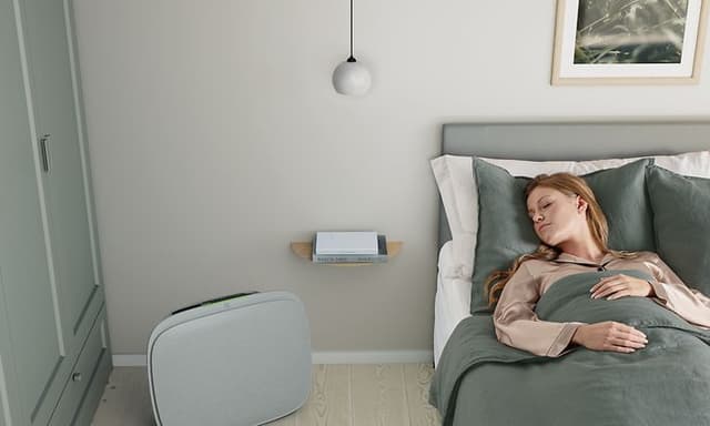 Electrolux-Air quality-Air purifiers-Bedroom with woman sleeping with air purifier