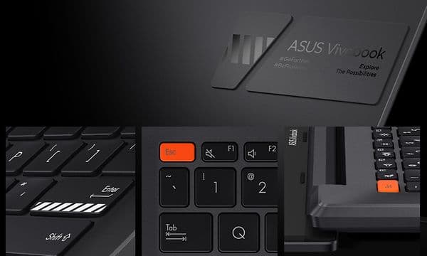 Nærbillede af tasterne på et Vivobook S14 tastatur