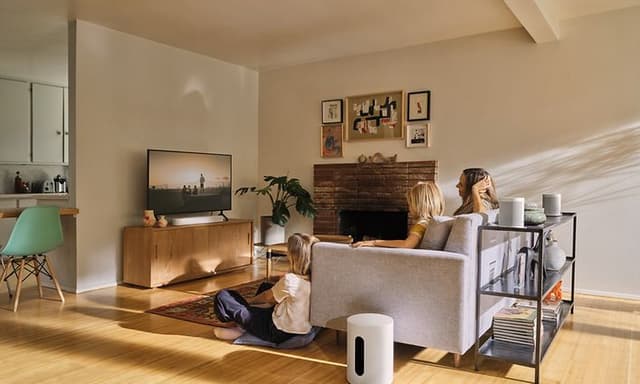 White gravity sub in living room