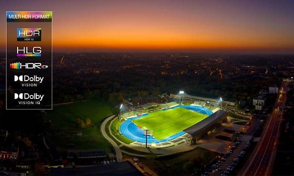 TCL-Fodboldstadion med HDR-tekst