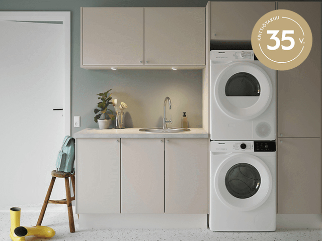 Epoq Core Grey Mist -kodinhoitohuone ja 35 vuoden takuulogo